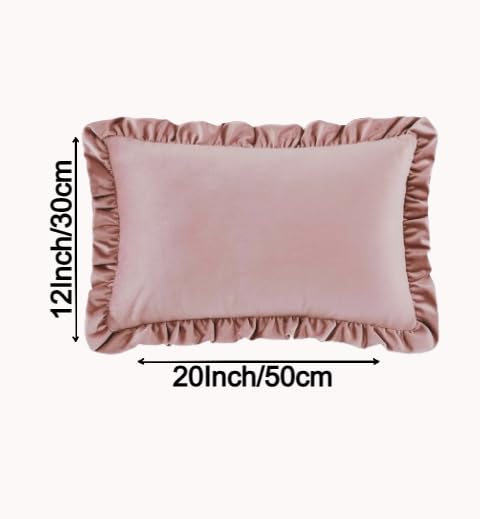 Image of Amazon Brand - Umi Velvet Blue 12x20 Pillow Covers, Set of 2 Decorative Ruffle Cushoin Pillow Covers for Sofa Couch