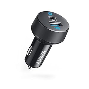 Anker USB C Car Charger, Compact 32W 2-Port, LED Indicator Type C Charger with 20W Power Delivery & 12W PowerIQ, Compatible with iPhone 15 14 13 12 Series, Pixel 3 2 XL, iPad Pro & More Devices