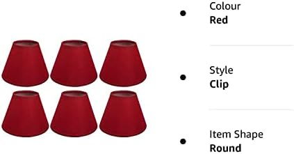 AFY Clip On Candle Lampshade Red Color Chandelier Lamp Shades Small Light Shade for Ceiling Pendant Light, Pack of 6
