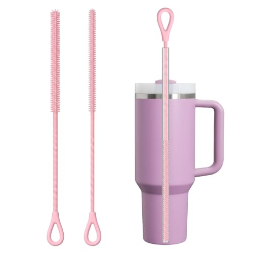 Image of Straw Cleaner Brush for Stanley, 2Pcs Silicone Reusable Extra Long Straw Cleaning Brush for 14oz 20oz 30oz 40oz Stanley Mug, Cleaning Brush for All Plastic, Glass, Stainless and Silicone Straw