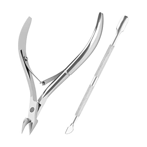 Metal Nail Cuticle Trimmer with Cuticle Pusher and Cutter, 2 Pcs Professional Cuticle Remover Tool Kit, Cuticle Cutter Set, Cuticle Nippers, Cuticle Clippers for Women, Manicure Pedicure Tool YLYL Cover