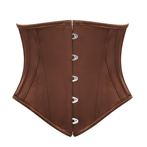 Scarlet Darkness Corset Belt for Women Underbust Satin Waist Training Cincher Corset Brown Size 12