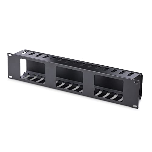 Image of StarTech.com Horizontal 2U Server Rack Cable Management Finger Duct w / Cover - 19 inch Network Rack Wire Duct Raceway Panel - Slotted Wire Duct (CMDUCT2U),Black