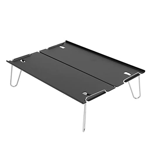 Shipenophy Mesa Plegable para Exteriores, Aleación de Aluminio, Mesa de Camping Plegable Impermeable Negra para Acampar para Barbacoa