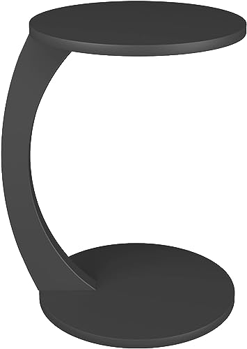 Image of Stylish Coffee Tables Made of Wood with a Stunning Walnut Appearance, Little Side Tables in The Shape of a C, and Round Tables-Black