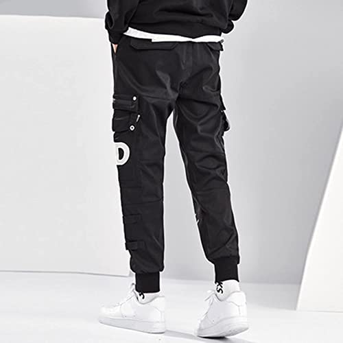 XYXIONGMAO Men's Black Cargo Overalls Pants Techwear Streetwear Hip Hop Sweatpants Joggers Cargo Pants for Men3
