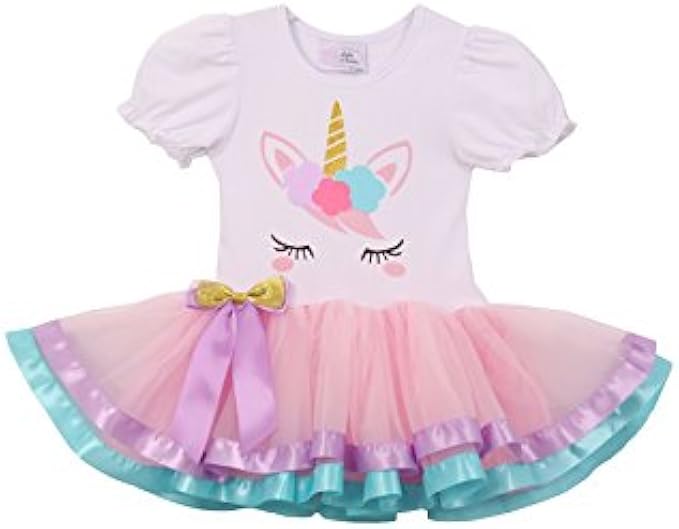 Unicorn Print Top Rain Pink Skirt Tulle Tutu 2T-6