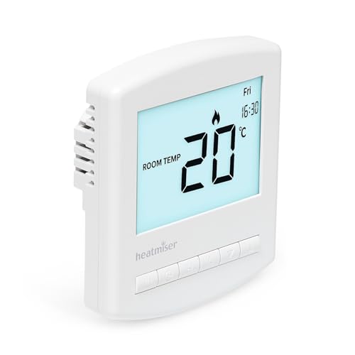 LavaTap Heatmiser Slimline V4 Programmable Thermostat Wired Digital 7 Day and 5 2 Day Heating Control for Central and Underfloor Heating 230 V Not Battery Powered