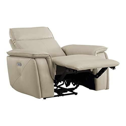 Sillón moderno reclinable piel Taupe miniatura 5