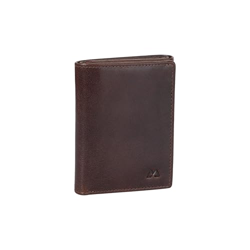 CAMELLO Crunch Leather Tri-Fold Men's Card Holder – Slim & Stylish Wallet for Everyday Use/Three Slip Pocket / 5 Card Slot,1 ID Slot and Two Bill Compartment. (Brown)2