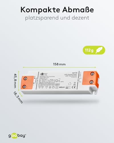 Transformateur LED 12V DC 0.5-30W dimmable et extra plat IP20
