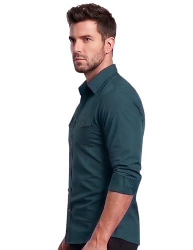 Image of Men's Double Flap Pocket | Regular Fit | Solid Spread Collar | Versatile Everyday Office Wear Comfortable |Stylish Design | Shirt