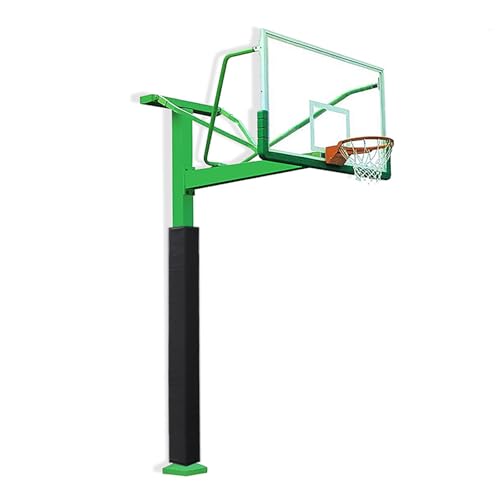 SRNSAEB Red/Blue/Green Outdoor Basketball Pole Pad All-Weather, PU Garage Square Pole Padding Wrap Around Customisable, Volleyball Poles/Basketball Hoop Protective Pads(Black,H 4ft/120cm)