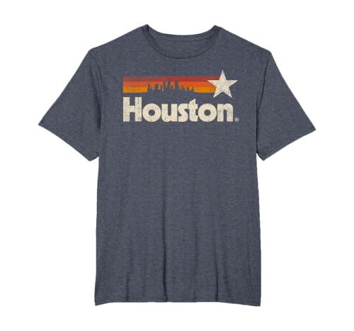 Vintage Houston City - Texas T-Shirt Houston Strong Stripes T-Shirt, Men's Big and Tall, Heather Blue, 2X Tall