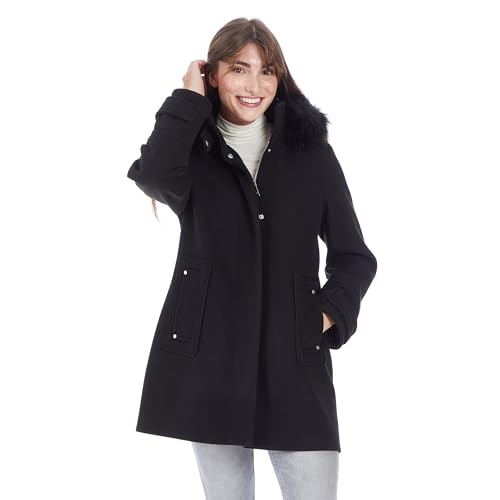 Amazon.com: Nine West Women's Mid-Length Faux Wool Coat – Zip