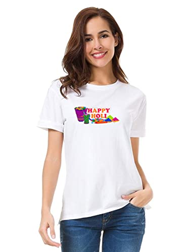 Image of Decor Production Men's /Women's Regular Fit -Colourful - Holi Tshirt Shirt for Men /Women Printed Round Neck Tshirt || Mens /Womens Tshirts Polycotton Half Sleeve
