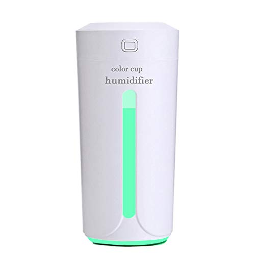 Portable Mini Humidifier 230ml Colorful LED Atmosphere lamp Humidifier Suitable for Car Office Bedroom 4 or 8 Hours Timed Humidifier Can Be Set To Turn off The Luminous Function (white)