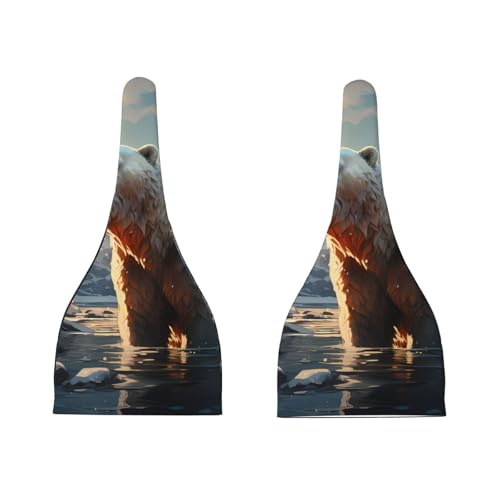 Polar Bear in Winter Print Newborn Baby Hat, Soft Top Knotted Beanie Cap, Cute Infant Headwear for 0-6 Months Welcome Party Black3