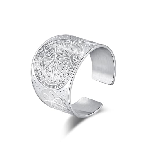 Encuentra la mejor selección de Anillos sellos hombres - los mas comprados. 37 Anillo de Cabalá Salomón con diseño de sello de los siete arcángeles para hombre, de acero inoxidable, hexagonal, triángulo, protección de estrella de David, para niños,...