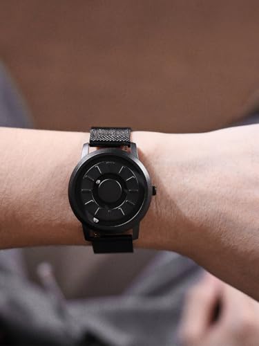 Image of EUTOUR Mens Watches Stainless Steel Magnetic Watch Quartz Watch Business Casual Fashion Wrist Watches Stainless Steel Mesh Strap Black Watches Men 40mm