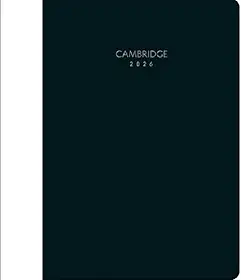 Planner, 2026, MENSAL, Cambridge, 17,8 x 25,4 cm, Grampeado, 20 FOLHAS, Capa Flexível,Executivo, Visões Anual e Mensal, Capa Preta