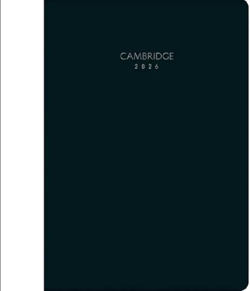 Planner, 2026, MENSAL, Cambridge, 17,8 x 25,4 cm, Grampeado, 20 FOLHAS, Capa Flexível,Executivo, Visões Anual e Mensal, Capa Preta