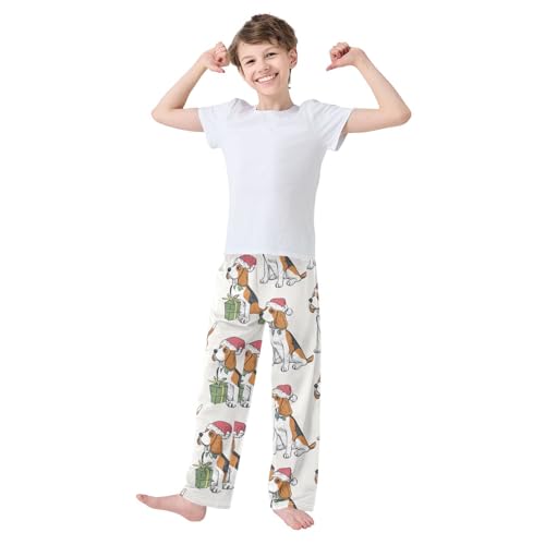 ZZXXB Xmas Beagle Boys Long Pants Soft Trousers Elastic Waist Kids Lounge Bottoms with Pockets S-XL3
