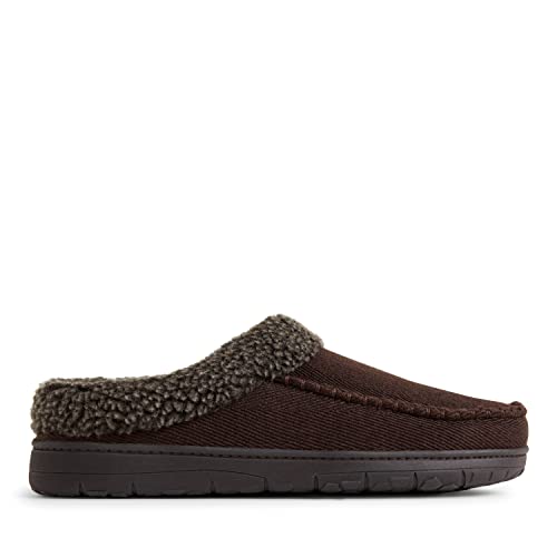 Dearfoams Men's Indoor/Outdoor Breathable Memory Foam Clog Offered In Wide Widths, Coffee (Twill), Large #TOP2