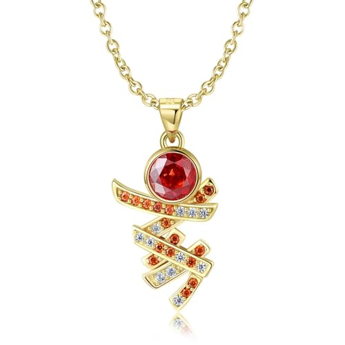 BEDT 925 Sterling Silver Golden Pomegranate Red Irregular Shape Pendant Christmas Necklace For Women Fine Jewelry Gift