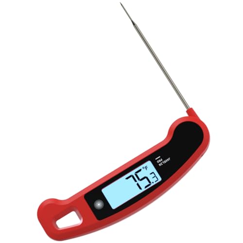Image of Lavatools Javelin PRO Classic Ultra-Fast 2-Second Professional Digital Instant Read Meat Thermometer for Grill and Cooking, Auto-Rotating Backlit Display, IP65 Water Resistant, NSF Certified-Crimson