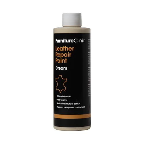 Furniture Clinic Leather Repair Paint & Dye | Self Seal Colourant for Quick and Easy Leather Repair | Suitable for Sofas, Car Seat, Shoes, Handbag, and More - Cream, 250ml