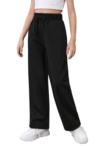 Girls Loose Straight Leg Sweatpants High Waisted Baggy Joggers with Drawstring