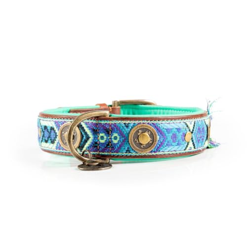 DWAM Dog with a Mission - Hundehalsband - Verstellbar - Weichem Leder – Blau – XS – Leder – Halsumfang zwischen 23–29 x 2 cm – Boho Juan