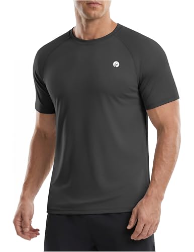Image of PINSPARK Workout Shirts for Men UPF 50+ Quick Dry Athletic Gym Tee Shirts Mens Short Sleeve Running Cooling Swimming T-Shirt
