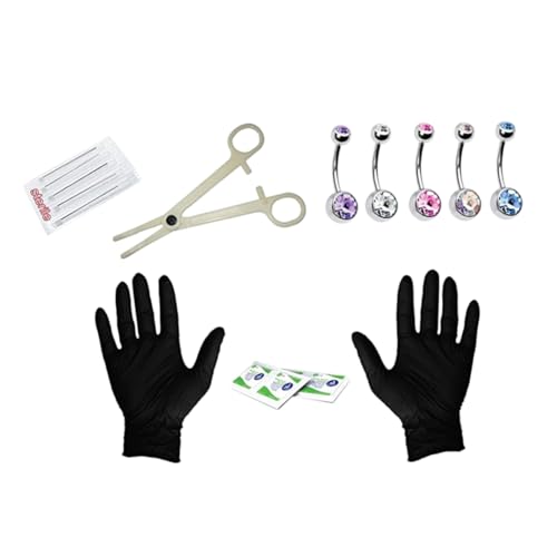 KESYOO 15Pcs Professional Kit Navel Ring Set with Gloves Durable Belly Button Jewelry for Use