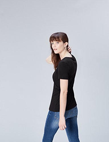 Find. V Neck, T-Shirt Donna, Nero (Schwarz)