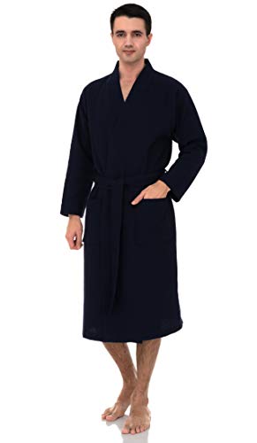 TowelSelections Men's Waffle Weave Robe Cotton Spa Bathrobe Made in Turkey