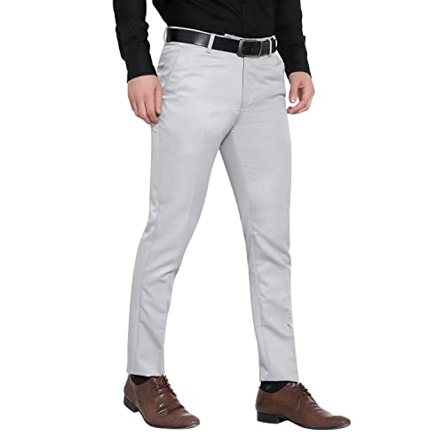 Image of The PS Men's Formal Regular Fit Cotton Blend Black, Dark Grey Combo Trouser (Pack of 2)
