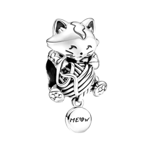 Jucimy Jewelry 925 Sterling Silver Charms For Bracelet Necklace,Mom & Pet Cat Charm Bead Dangle With Cubic Zirconia,Happy Birthday Gift For Women Girls Christmas Valentine's Day #TOP1