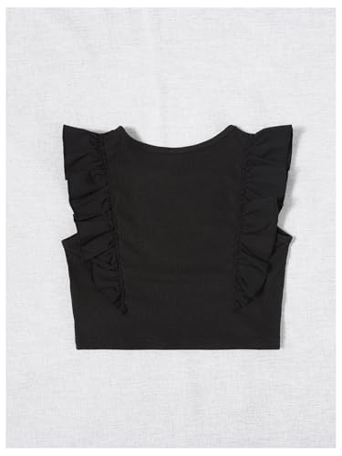 Floerns Girl's Ruffle Trim Sleeveless Tank Tops Crew Neck Ribbed Knit Summer Casual Tops2