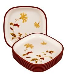 Melamine Full Plate, Pack of 6, Brown Floral