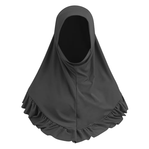 Women Muslim Hijab Instant Head Scarf Islamic Ruffled Hijabs Abaya Instant Head Wrap Scarves One-piece Prayer Turban