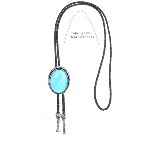 Image of Joxevyia Bolo Tie for Men Vintage Cow Skull Leather Rope Western Cowboy Necktie Vintage Bola Tie Gift for Him