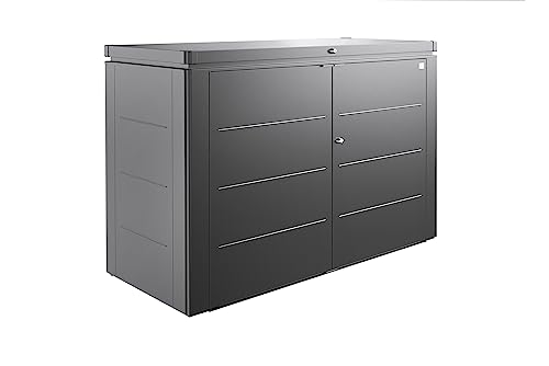 Biohort HighBoard Outdoor Storage Box 450 Gallon Gray Galvanized Steel Trash Can Storage Container and Storage Cabinet 7'x3'x4' Weatherproof Tool Box, Horizontal Shed Container, and Marine Dock Box