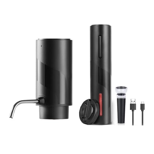 Juego de abridor de vino eléctrico, recargable, juego de abridor automático de botellas, textura ABS, adecuado para varias ocasiones, uso y sacacorchos recargable