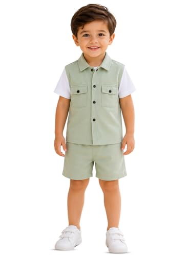 Image of 3BROS Kids Cotton Shirt Shorts Set for Boys Kids Clothing /Boys Clothing Set (Party /Festive) Wear
