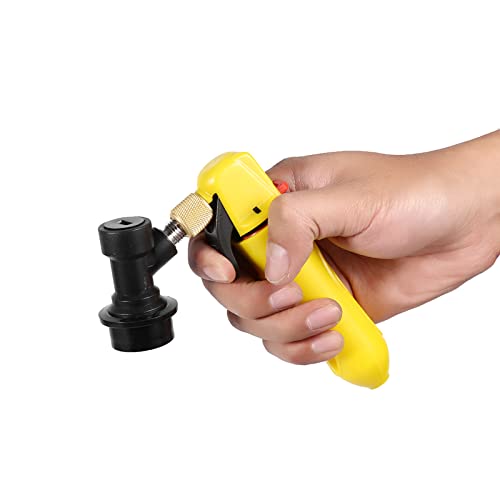 Portable Keg Charger CO2 Injector, Draft Beer Dispenser with Ball Lock, for Homebrew Soda Valve, Pocket Sized, Easy to Use, High Strength Nylon Material, Eliminates (Yellow)