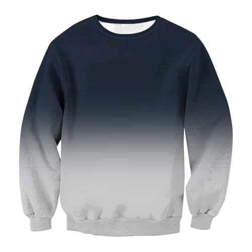 Sudadera con estampado degradado para hombre, sudaderas de cuello redondo para hombre, suéteres casuales de moda, suéter de moda holgado, suéter de manga larga con cuello redondo sin capucha para