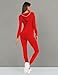 SWOMOG Womens Pajamas Jumpsuits Zip-up Hoodie Union Jumpsuit Romper Long Sleeve Sexy Onesie Bodysuits One Piece Sleepwear Red Small