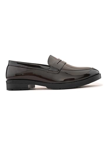 Image of STANPHORD Men Formal Loafer Shoes | Metal Accent Slip-On Moccasins | PU Leatherette Cushioned Anti-Slip | Office Party Business Wear (TPSL 25026)